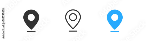 Geolocation icon on light background. Mark location symbol. Navigation, map,  location pin, position. Outline, flat and colored style. Flat design. Vector illustration.