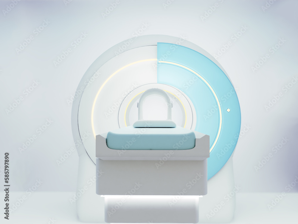 MRI SCANNER 3D- Magnetic resonance imaging device in Hospital 3D rendering . Medical Equipment and Health Care MRI SCANNER 3D- Magnetic resonance imaging device in Hospital 3D rendering . Medical Equipment and Health Care