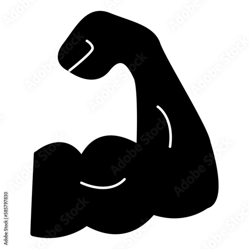 Pumped Biceps Black Icon. Vector Illustration Strong Arm Bodybuilder