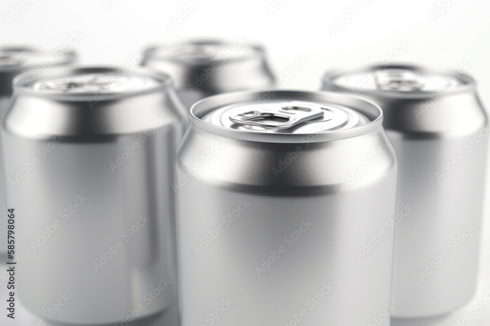empty aluminum cans without a label beverage packaging on a white background generative ai empty aluminum cans without a label beverage packaging on a white background generative ai