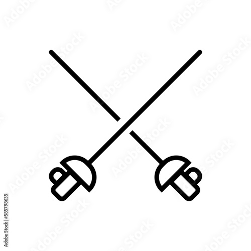 Crossed fencing epee icon. Vector.