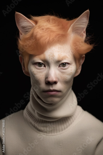  Bizarre cat woman portrait, Generative AI illustration