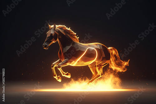 Horse made out of ire, power concept, Generative AI illustration