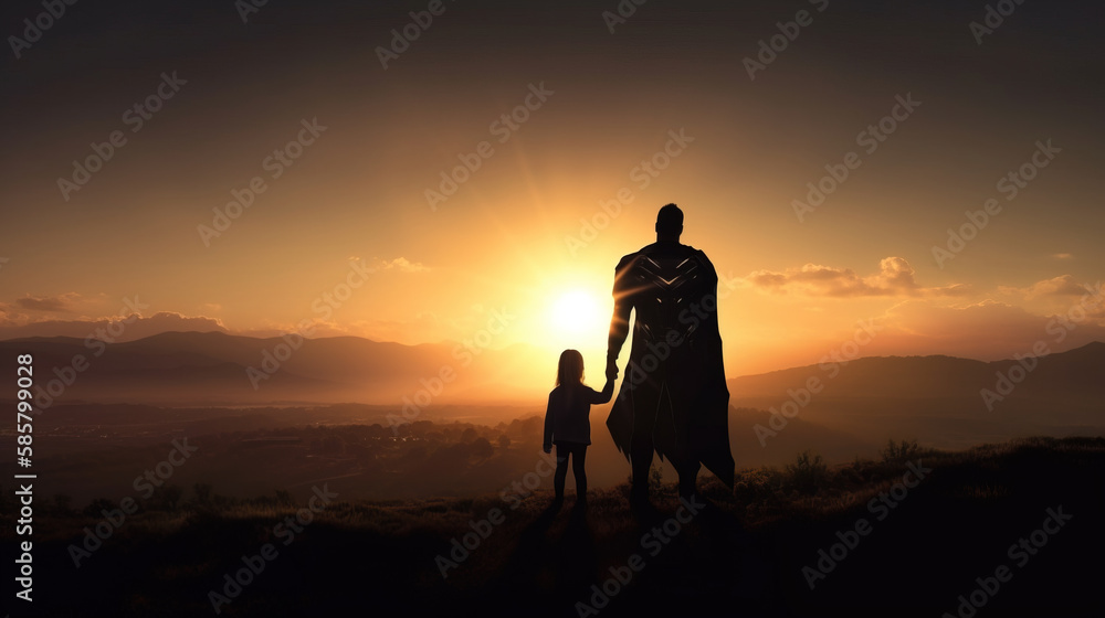 Superhero dad concept, Generative AI illustration Superhero dad concept, Generative AI illustration