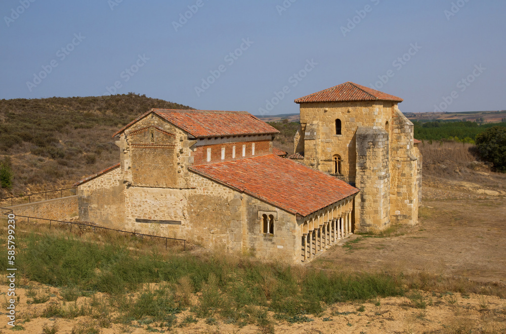 Fototapeta premium Outside Mozarabic Church of the Monastery of San Miguel de Escalada Century X in Leon Spain