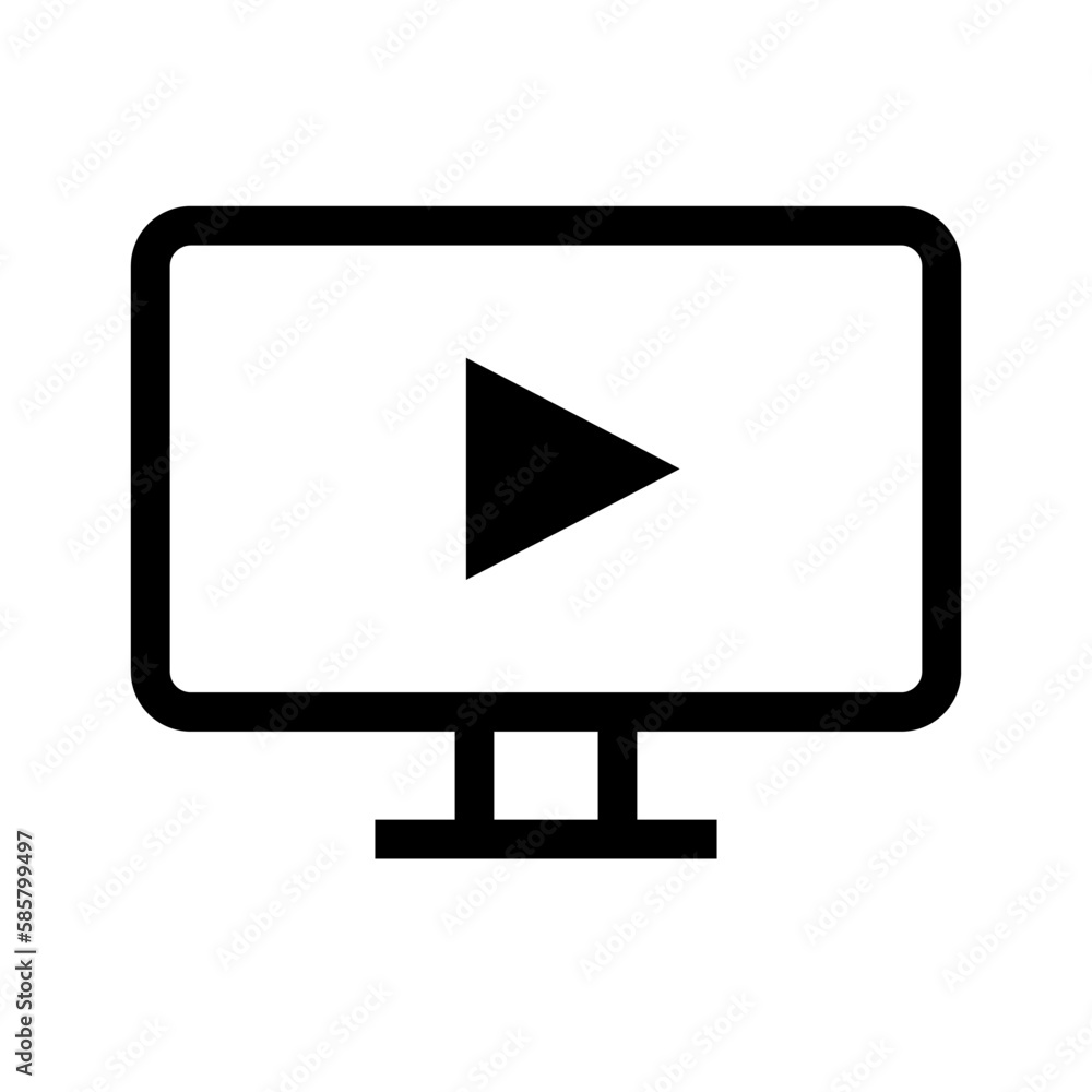 Desktop PC with video playing. vector. Desktop PC with video playing. vector.