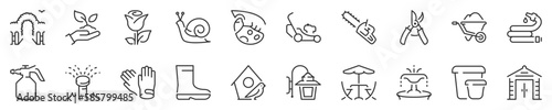 Gardening and seeding activities thin line icon set 2 of 2. Symbol collection in transparent background. Editable vector stroke. 512x512 Pixel Perfect.
