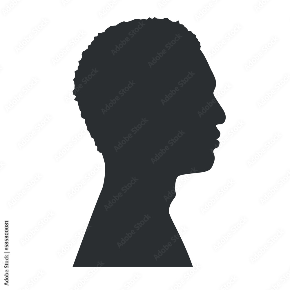 Silhouettes of man's face. Outlines adult man in profile. Vector illustration