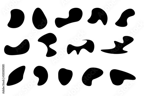 Set of various spots, blobs, dots, shapes. Vector isolated on white background.