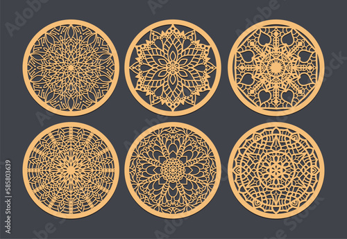 The Perfect Wedding Favor Laser Cut Coasters for Your Guests, Vector set of mandalas. Decorative round ornaments.