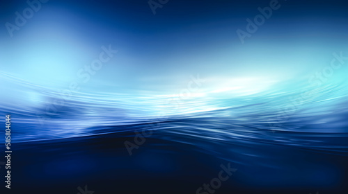 Abstract blue background with soft waves, generative AI. © puhimec
