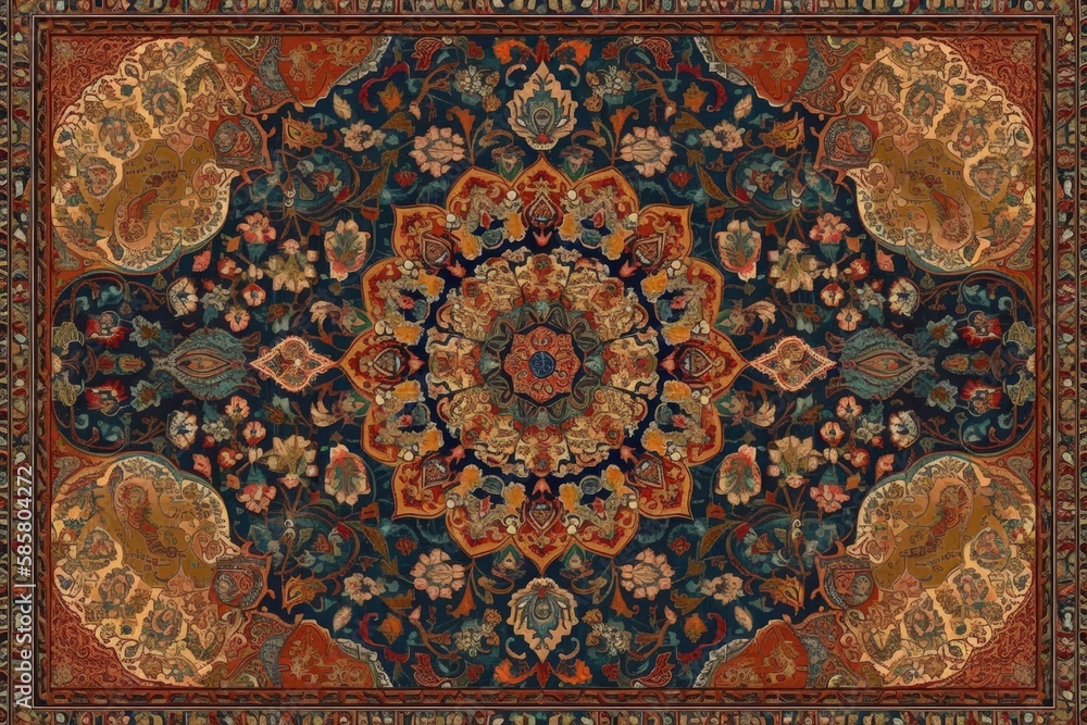 luxurious rug with intricate patterns and designs. Generative AI