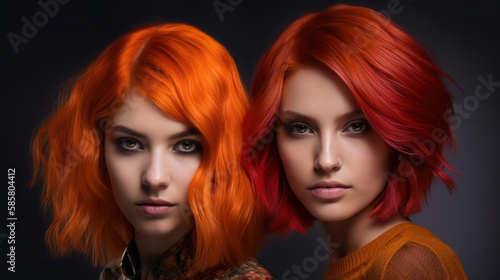 Striking hair color line with stunning hairstyles, Generative AI