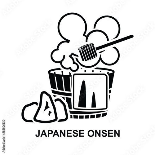 Japanese onsen icon. Hot spring icon isolated on background vector illustration.