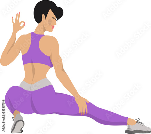 The girl of an athletic build is engaged in fitness. She leads a healthy lifestyle.
