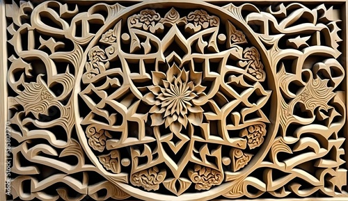 Islamic woodcarving is a testament to the skill and creativity of Muslim artisans throughout history. Generated by AI.