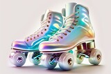 futuristic, holographic roller skates