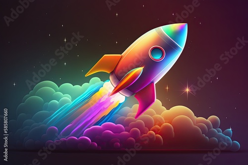 flying rocket concept of ambition, goals, planning, launching dreams generative ai