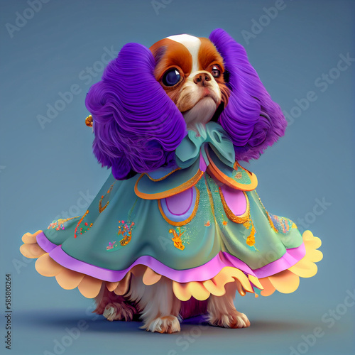 Cavalier king charles spaniel dog, dog animal wear cyberpunk style generative ai