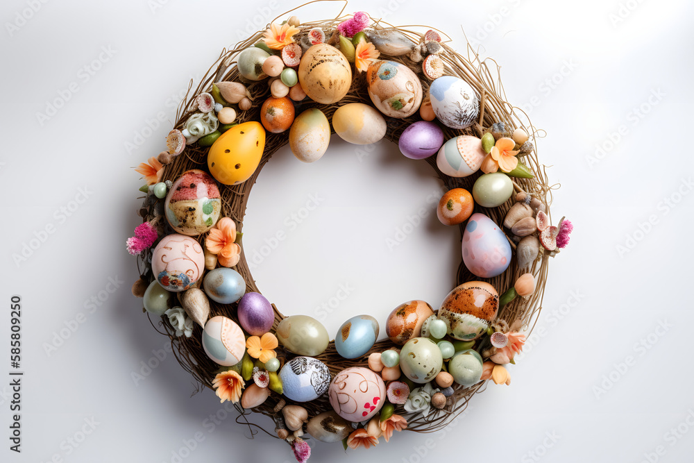 Easter picture frame for greetings or similar, made with a generative AI Easter picture frame for greetings or similar, made with a generative AI