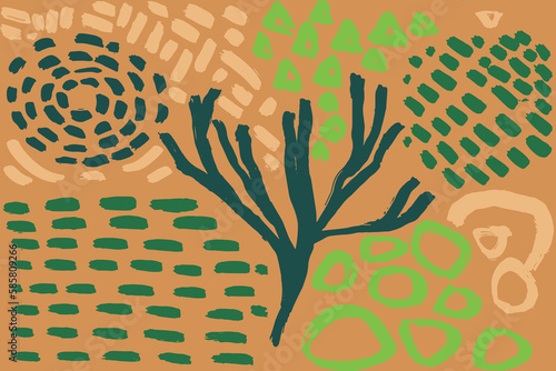 Abastract Contemporary Dry Brush Nature Pattern.