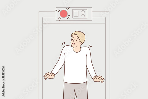 Stressed man beep at security gate 