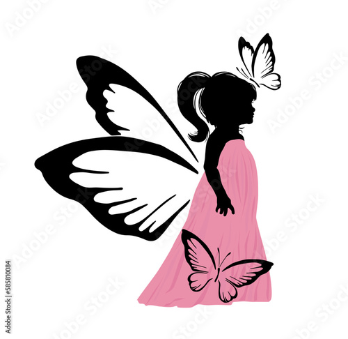 little fairy girl with butterflies. Vector illustration