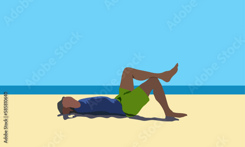 Homme allongé sur une plage