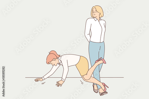 Envious woman chip female colleague 