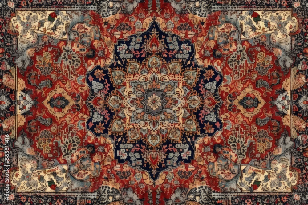 colorful rug with detailed patterns and designs. Generative AI
