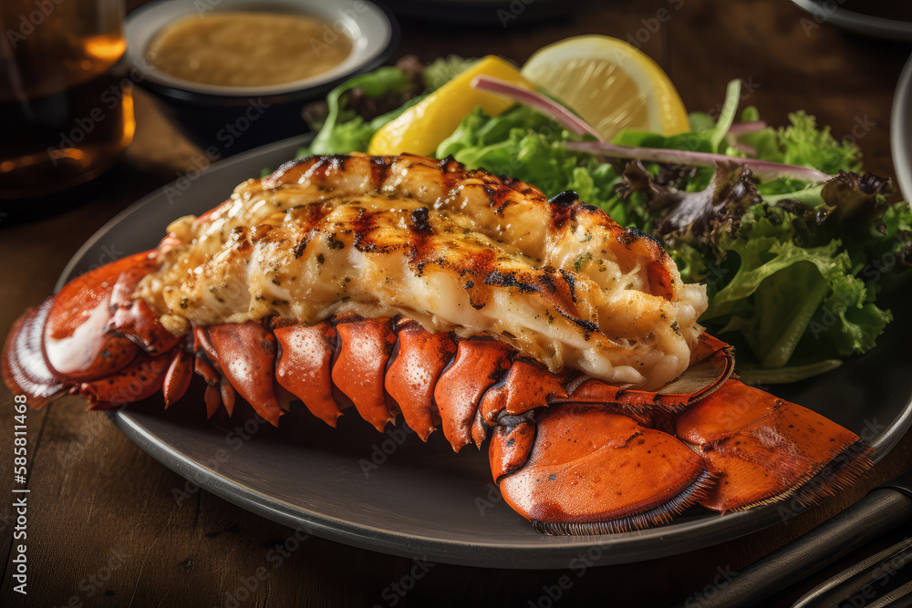 Grilled Lobster Tail delicious meal by Ai generated. Grilled Lobster Tail delicious meal by Ai generated.