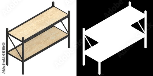 3D rendering illustration of a small storage rack