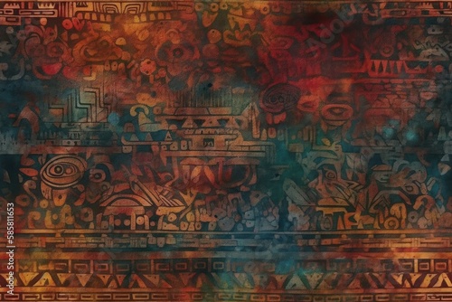 colorful painting with intricate designs and patterns. Generative AI
