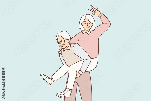 Happy senior couple have fun enjoy maturity