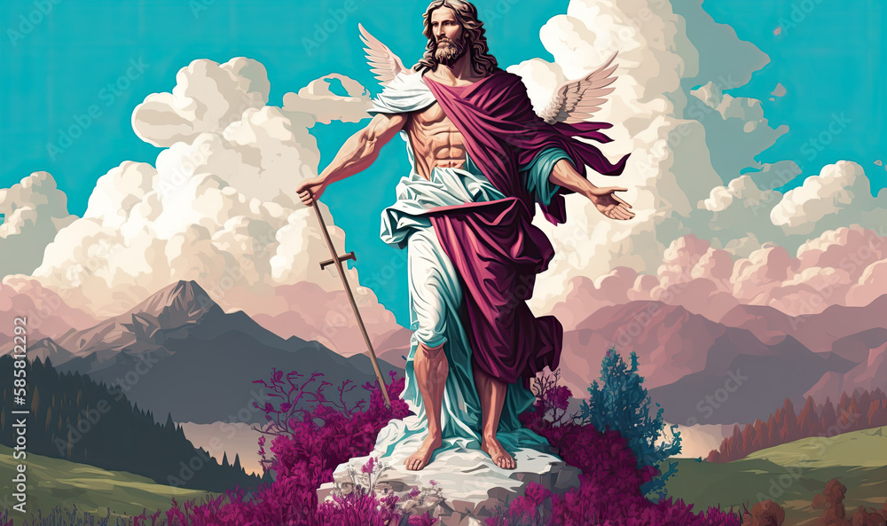 Fototapeta premium jesus in sky wall print, abstract background