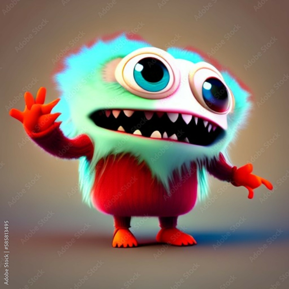 cute, funny, cool monster with big eyes, long arms, colorful skin and red boots, colorful long hair, gradient background, Generative AI cute, funny, cool monster with big eyes, long arms, colorful skin and red boots, colorful long hair, gradient background, Generative AI