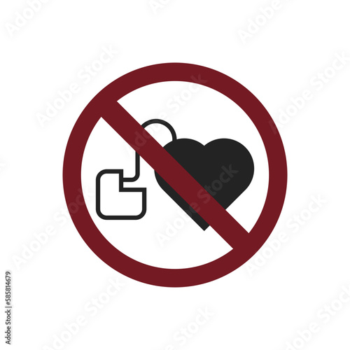 No access for persons with pacemakers sign icon. Warning symbol modern, simple, vector, icon for website design, mobile app, ui. Vector Illustration