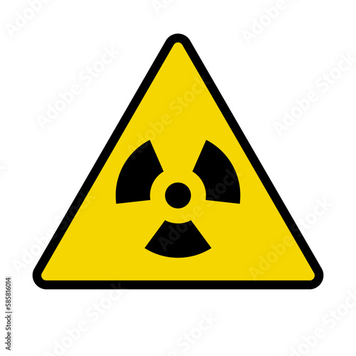 Triangular radioactive hazard sign. Radioactive area. Vector.