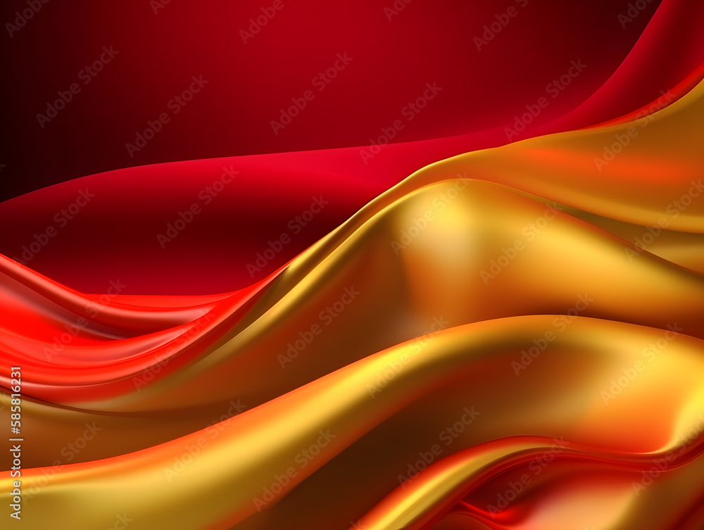Obraz premium Abstract Background with 3D Wave Bright Gold and blue with dark bg. Generative ai.