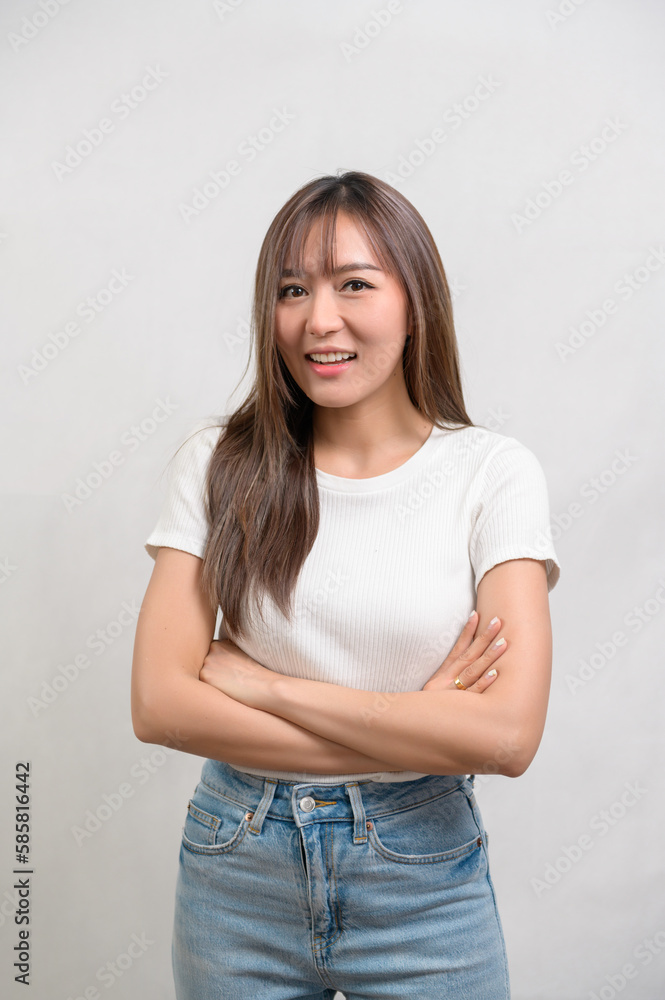 Portrait of young beautiful woman smiling over white background studio. Portrait of young beautiful woman smiling over white background studio.