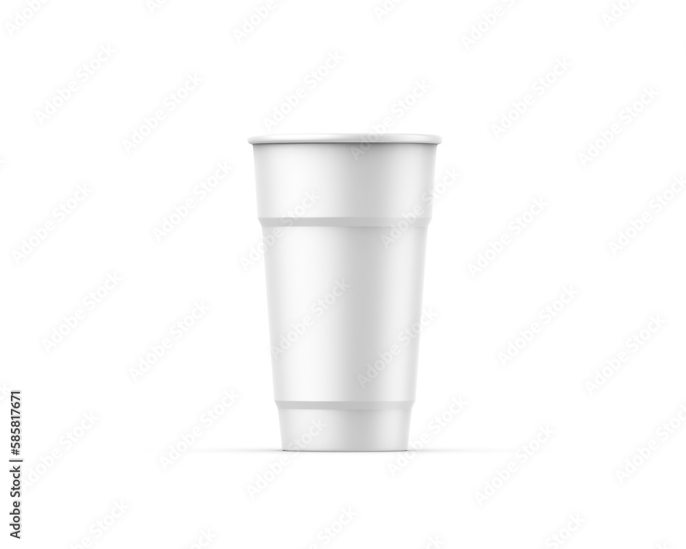 Disposable cup for cold drink, soda pop, ice tea or coffee, cocktail, milkshake. Mockup template on isolated white background, 3D render illustration Disposable cup for cold drink, soda pop, ice tea or coffee, cocktail, milkshake. Mockup template on isolated white background, 3D render illustration