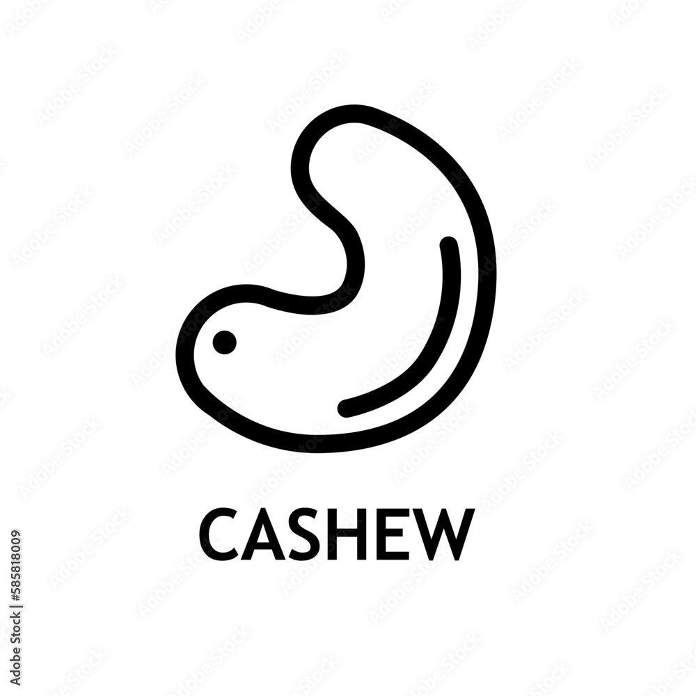 Obraz premium Cashew nuts line art vector icon for food apps and packaging. Line style logo. Dieting snack for healthy lifestyle.