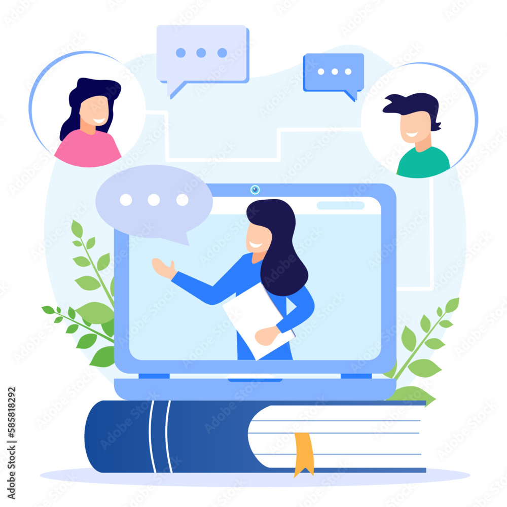 Illustration vector graphic cartoon character of online education Illustration vector graphic cartoon character of online education