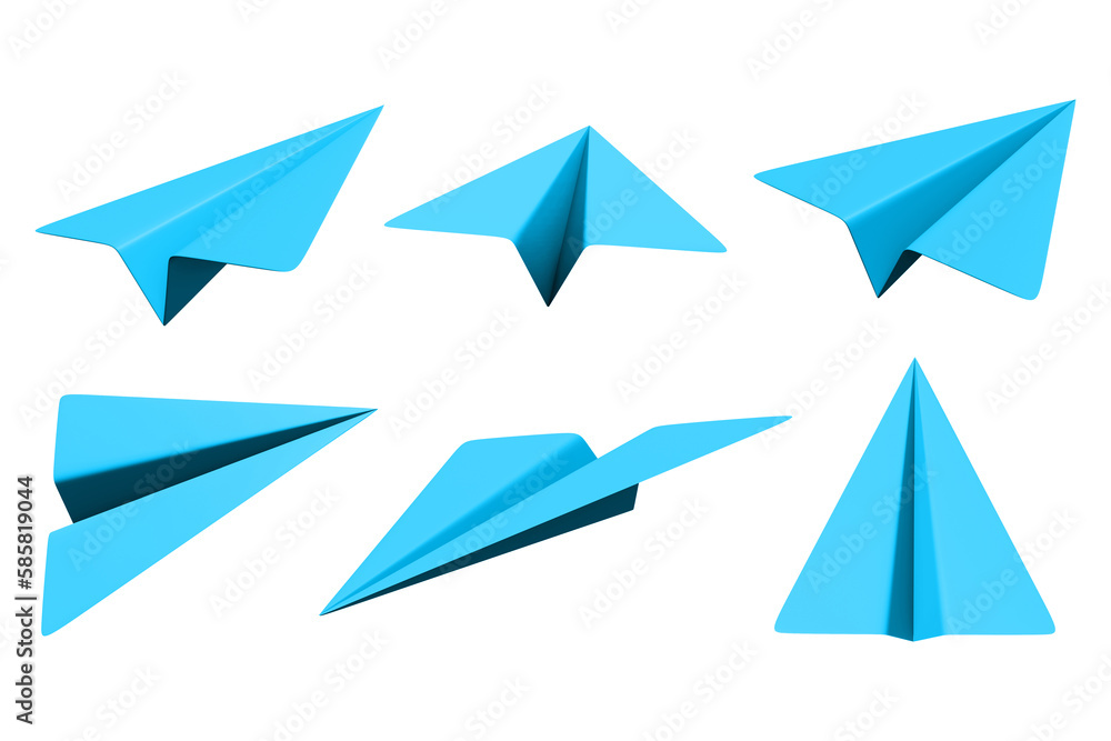 Set of handmade paper plane isolated on white background 3d illustration Set of handmade paper plane isolated on white background 3d illustration