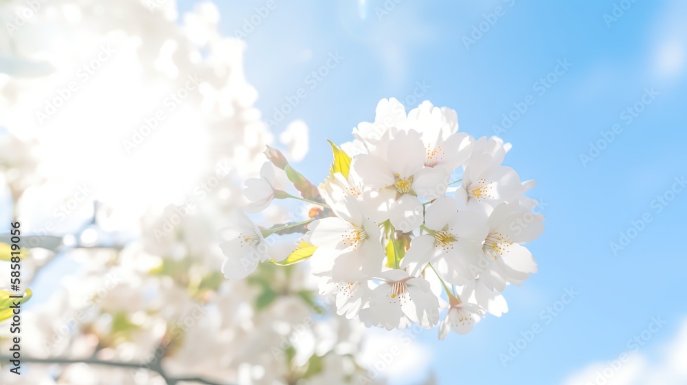 beautiful little white plum flowers blossoming, generative Ai