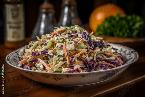 Homemade Coleslaw delicious meal by Ai generated.