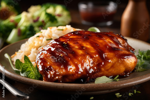 Juicy BBQ Chicken delicious meal by Ai generated.