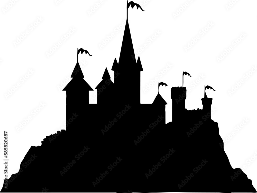 castle logo icon vector illustration. Silhouette of historic building..