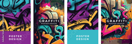 Set of posters in graffiti style. Poster design, vector elements, design elements. photo