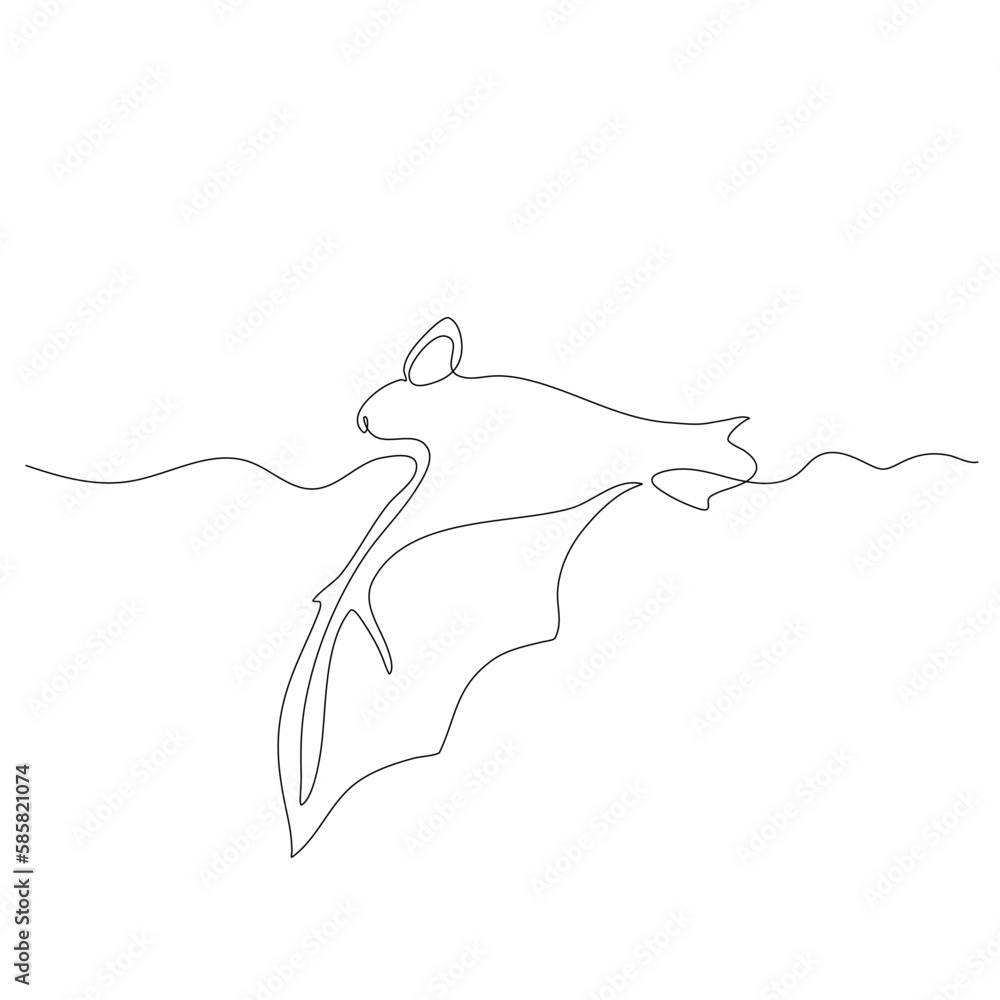 Continuous line art or one line bat drawing for vector illustration, halloween. flying bat concept Continuous line art or one line bat drawing for vector illustration, halloween. flying bat concept